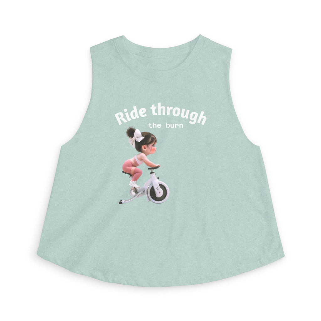 Crop Top — 'Ride Through the burn' Cute Weightlifting Girl Fitness Tank