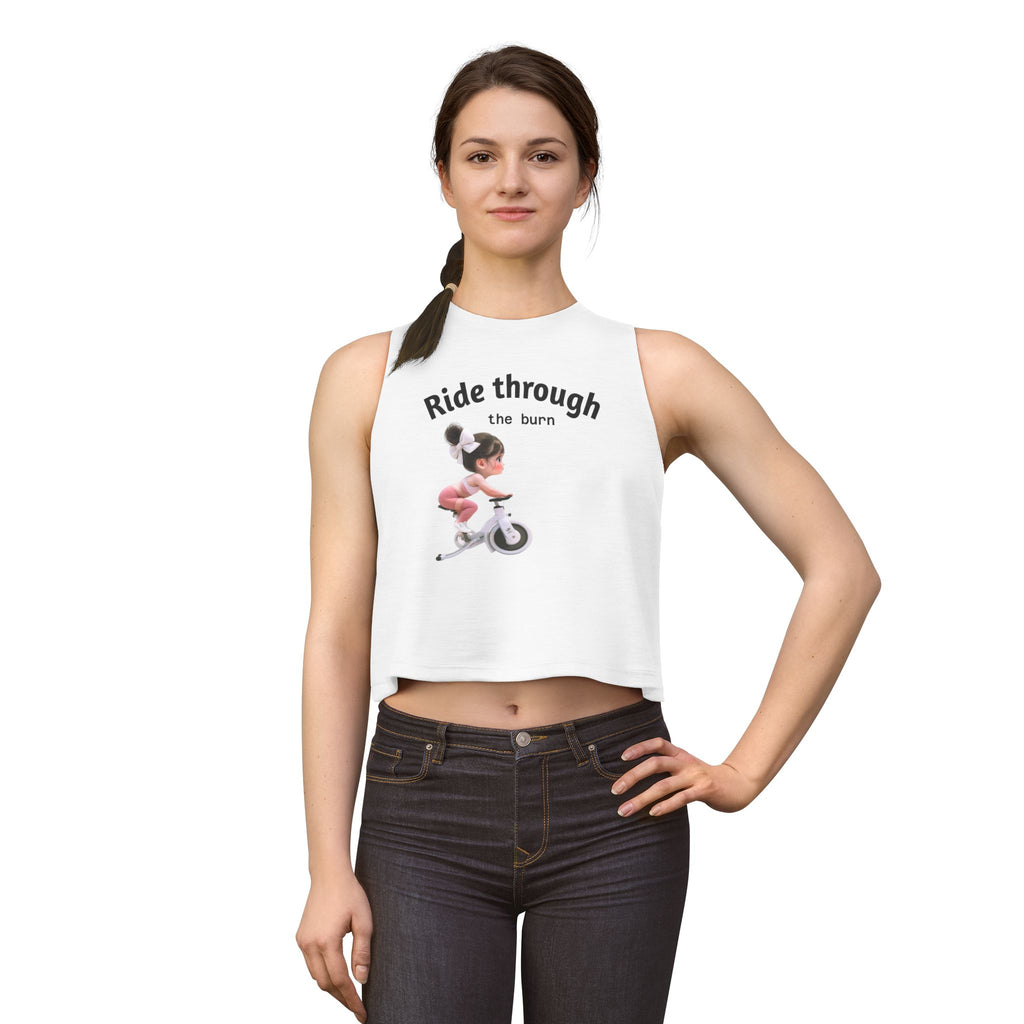 Crop Top — 'Ride Through the burn' Cute Weightlifting Girl Fitness Tank