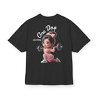 Motivational Fitness Tee — "One Day at a Time" Cute Weightlifting Graphic