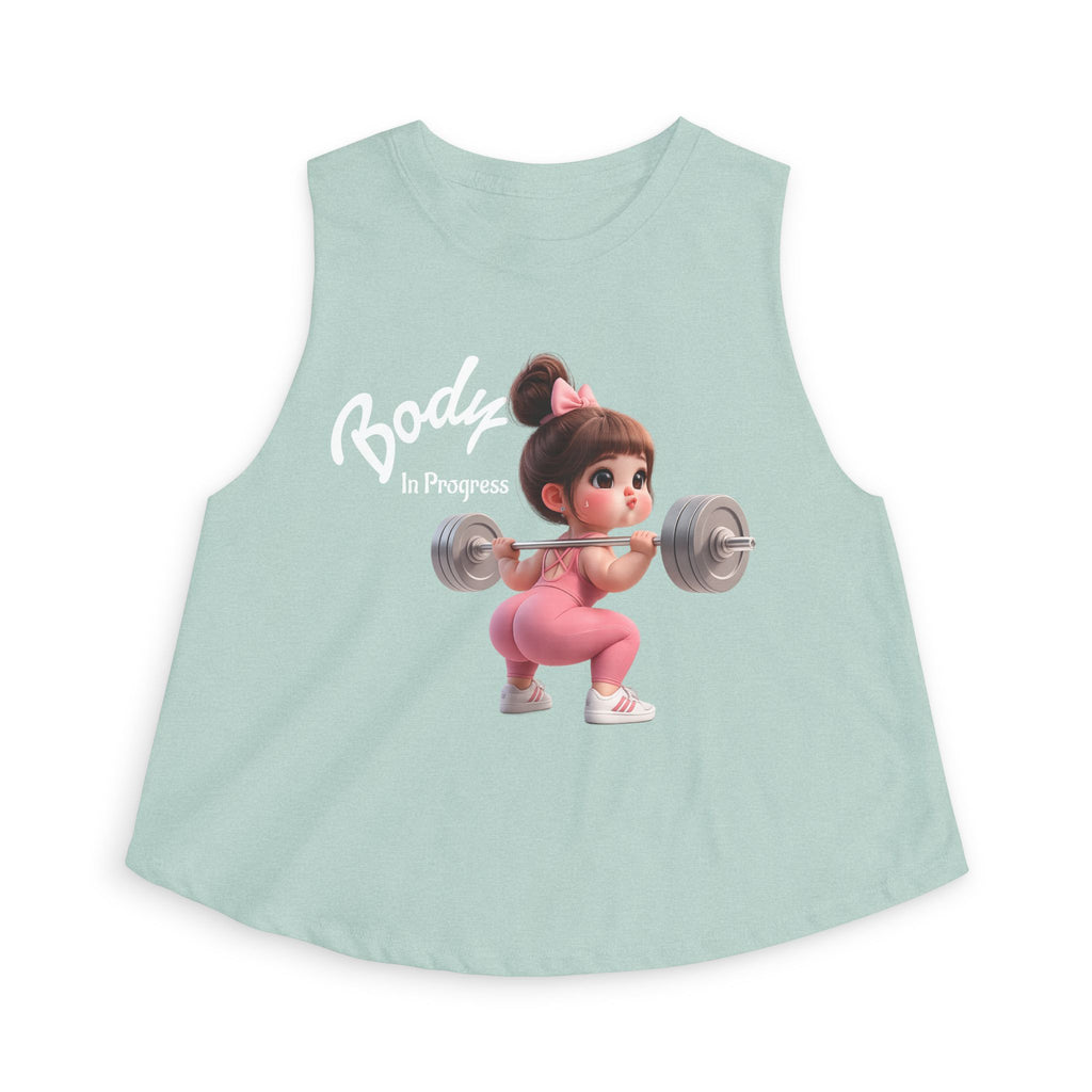 Crop Top — 'Body in Progress' Cute Weightlifting Girl Fitness Tank