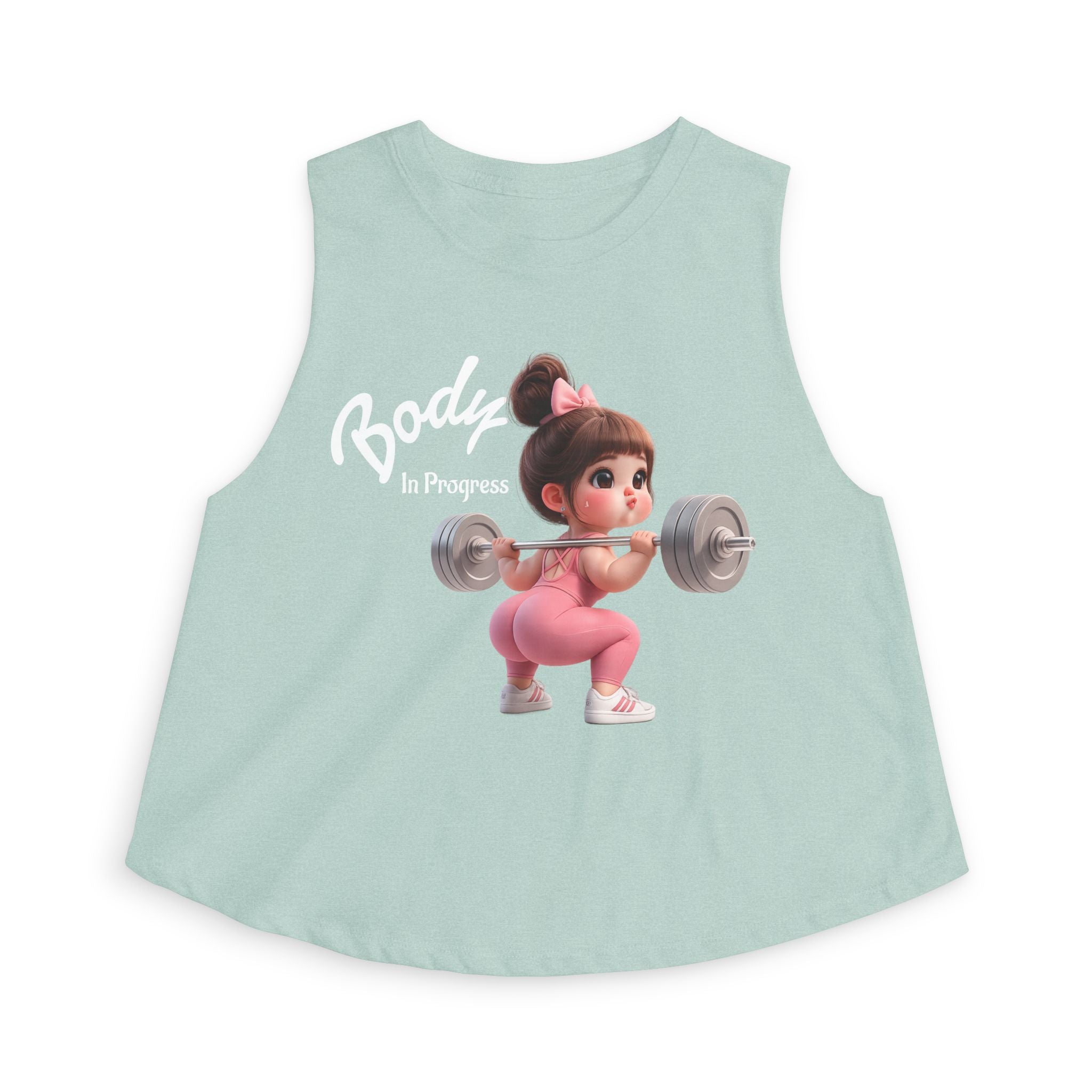 Crop Top — 'Body in Progress' Cute Weightlifting Girl Fitness Tank