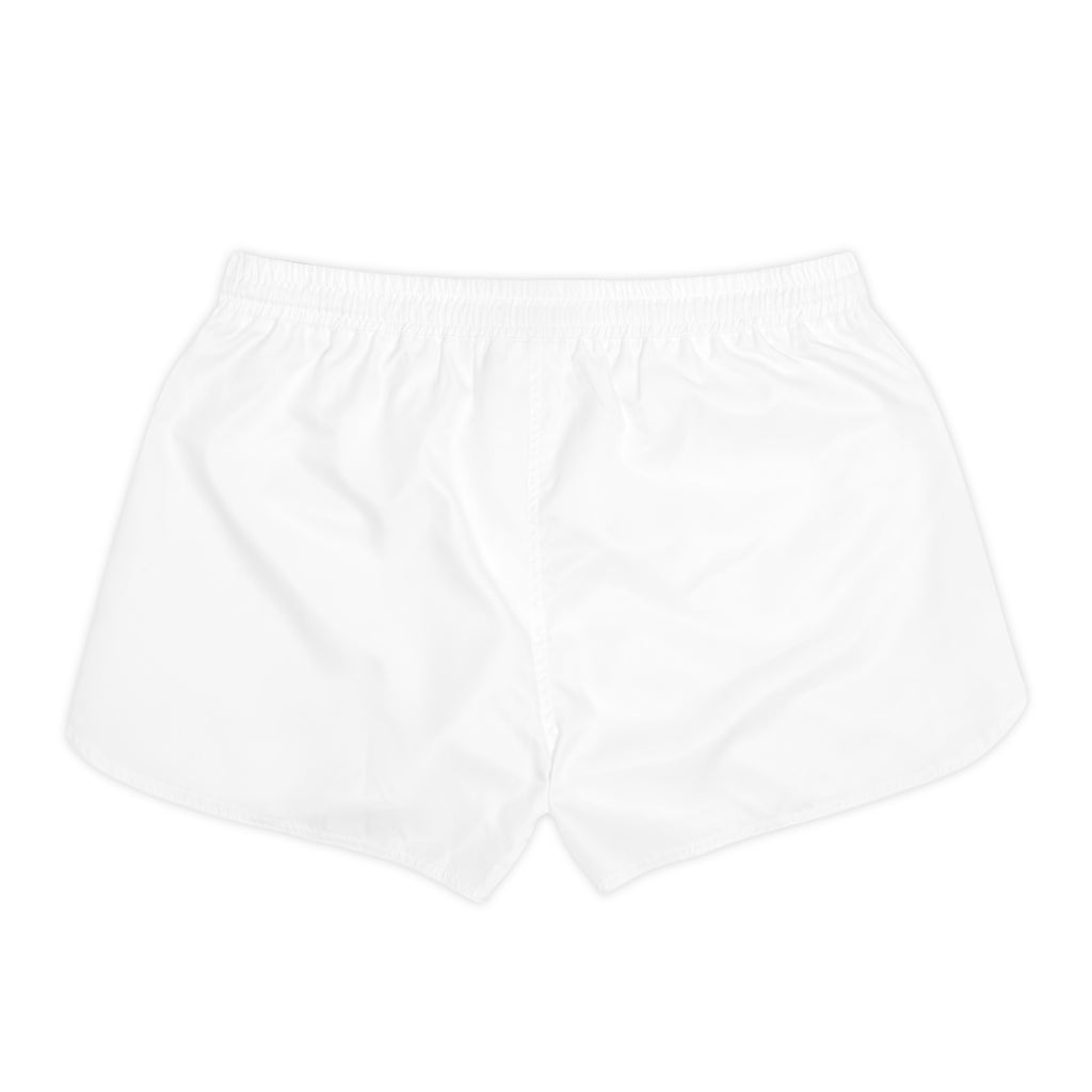 Women’s Casual Shorts — White AOP Lounge Shorts with Black Drawstring