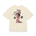 Motivational Fitness Tee — "One Day at a Time" Cute Weightlifting Graphic