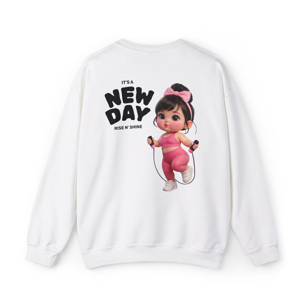 New Day Cute Girl Graphic Sweatshirt - 'It's a New Day' Cozy Crewneck