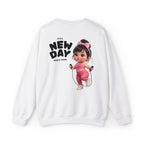 New Day Cute Girl Graphic Sweatshirt - 'It's a New Day' Cozy Crewneck