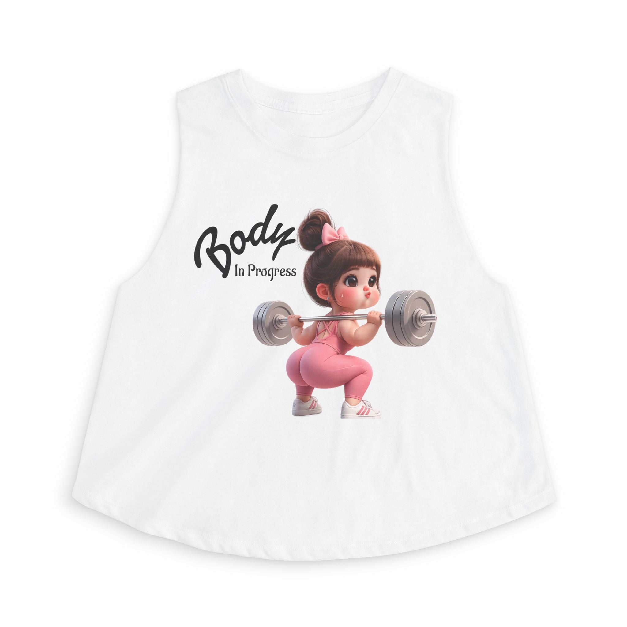 Crop Top — 'Body in Progress' Cute Weightlifting Girl Fitness Tank