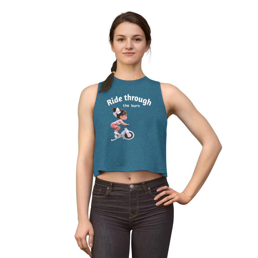 Crop Top — 'Ride Through the burn' Cute Weightlifting Girl Fitness Tank