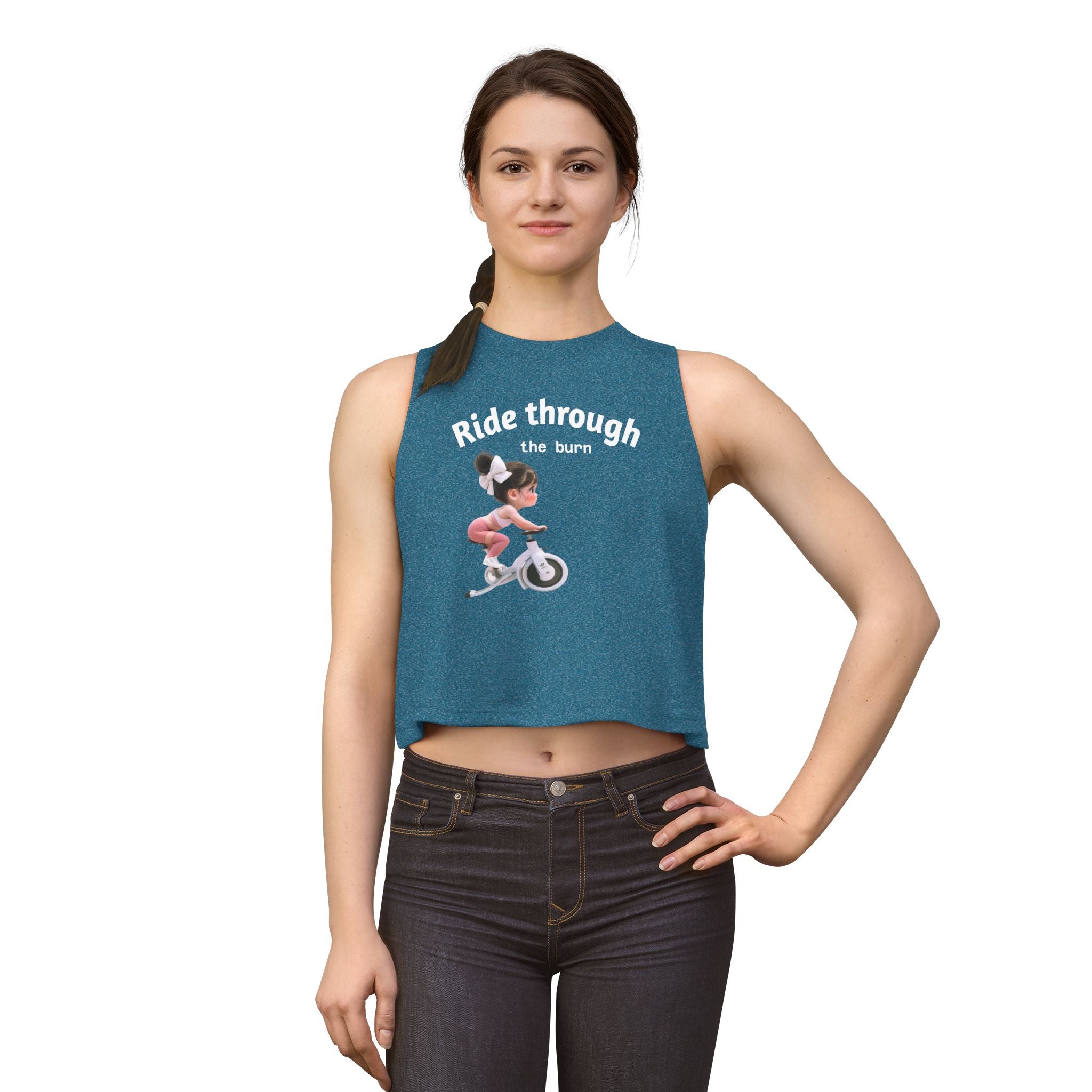 Crop Top — 'Ride Through the burn' Cute Weightlifting Girl Fitness Tank