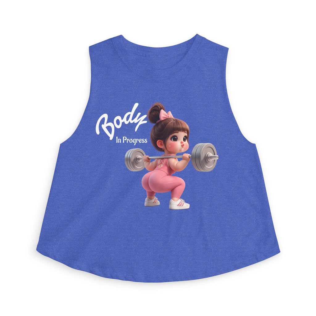 Crop Top — 'Body in Progress' Cute Weightlifting Girl Fitness Tank