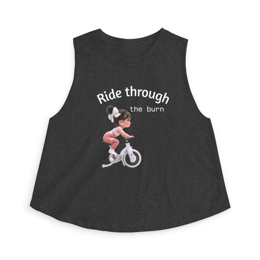 Crop Top — 'Ride Through the burn' Cute Weightlifting Girl Fitness Tank