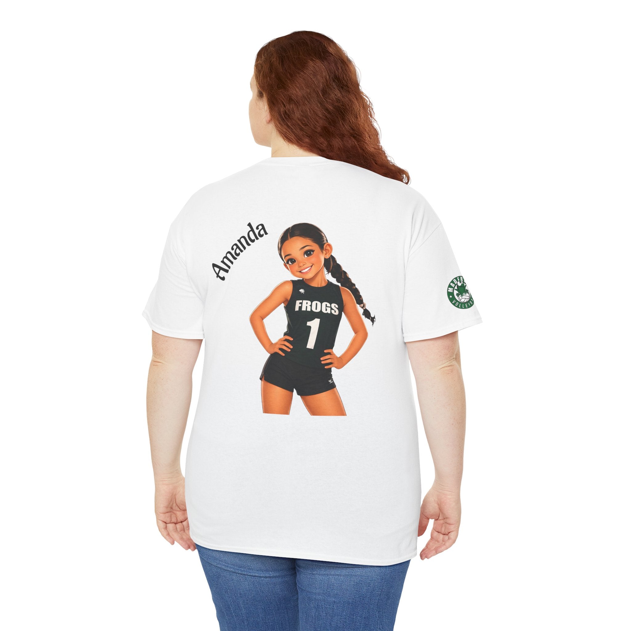 Custom Volleyball Girl T-Shirt – Personalized Name FROGS Jersey Design