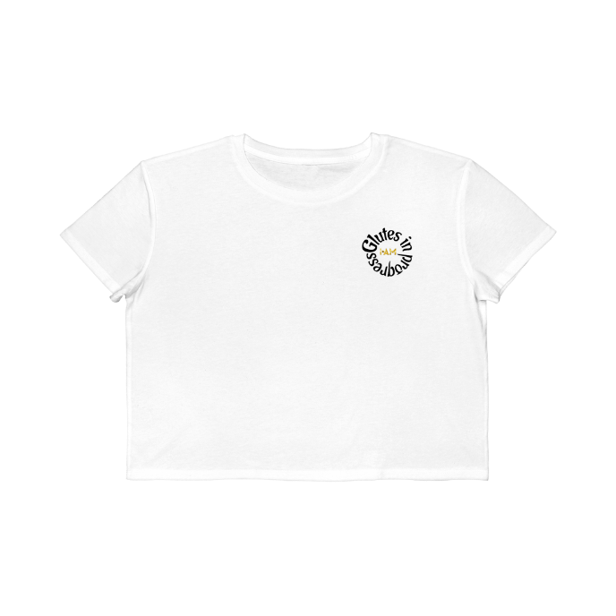 Cropped Tee — "Glutes in Progress" Cute Weightlifting Graphic