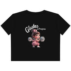 Cropped Tee — "Glutes in Progress" Cute Weightlifting Graphic