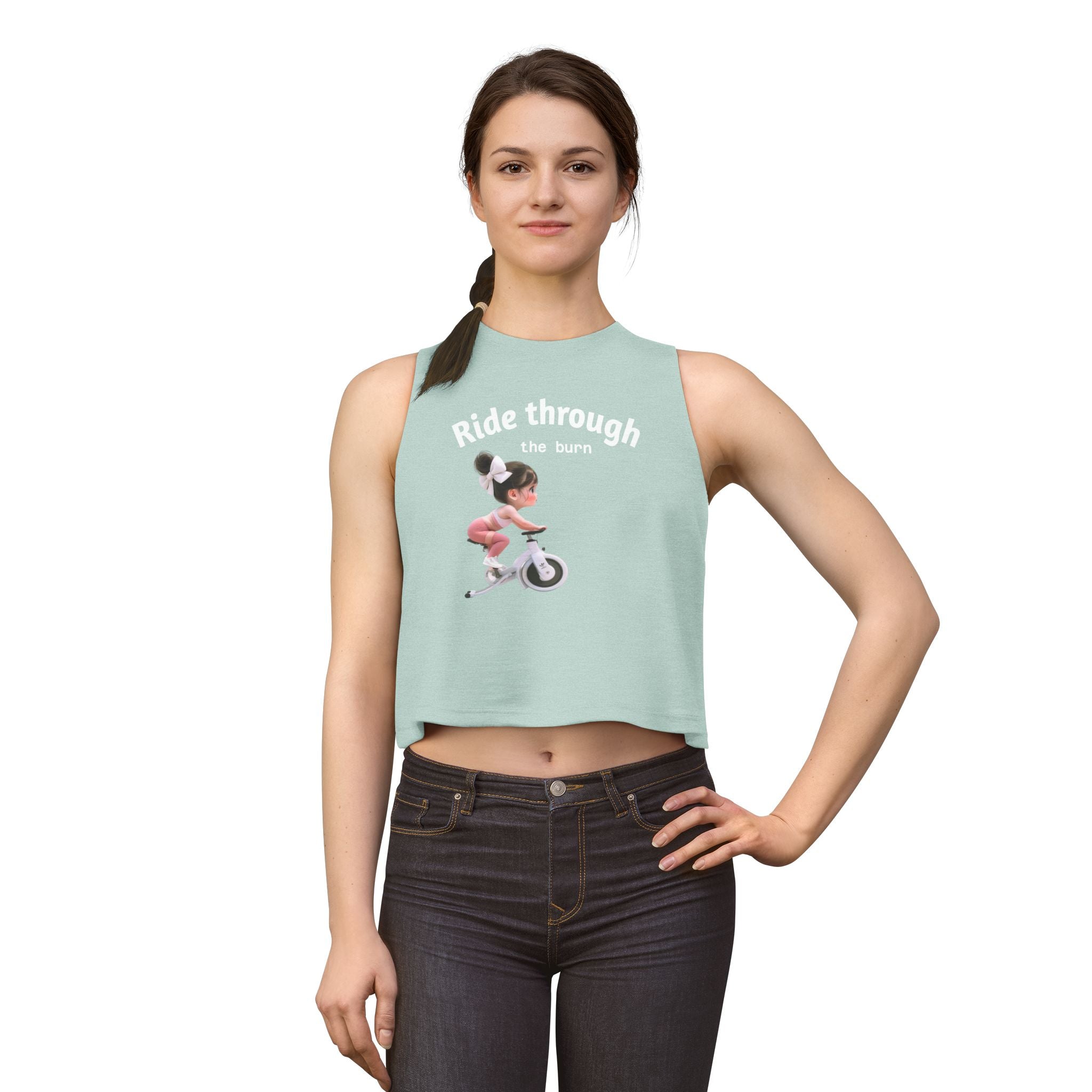 Crop Top — 'Ride Through the burn' Cute Weightlifting Girl Fitness Tank