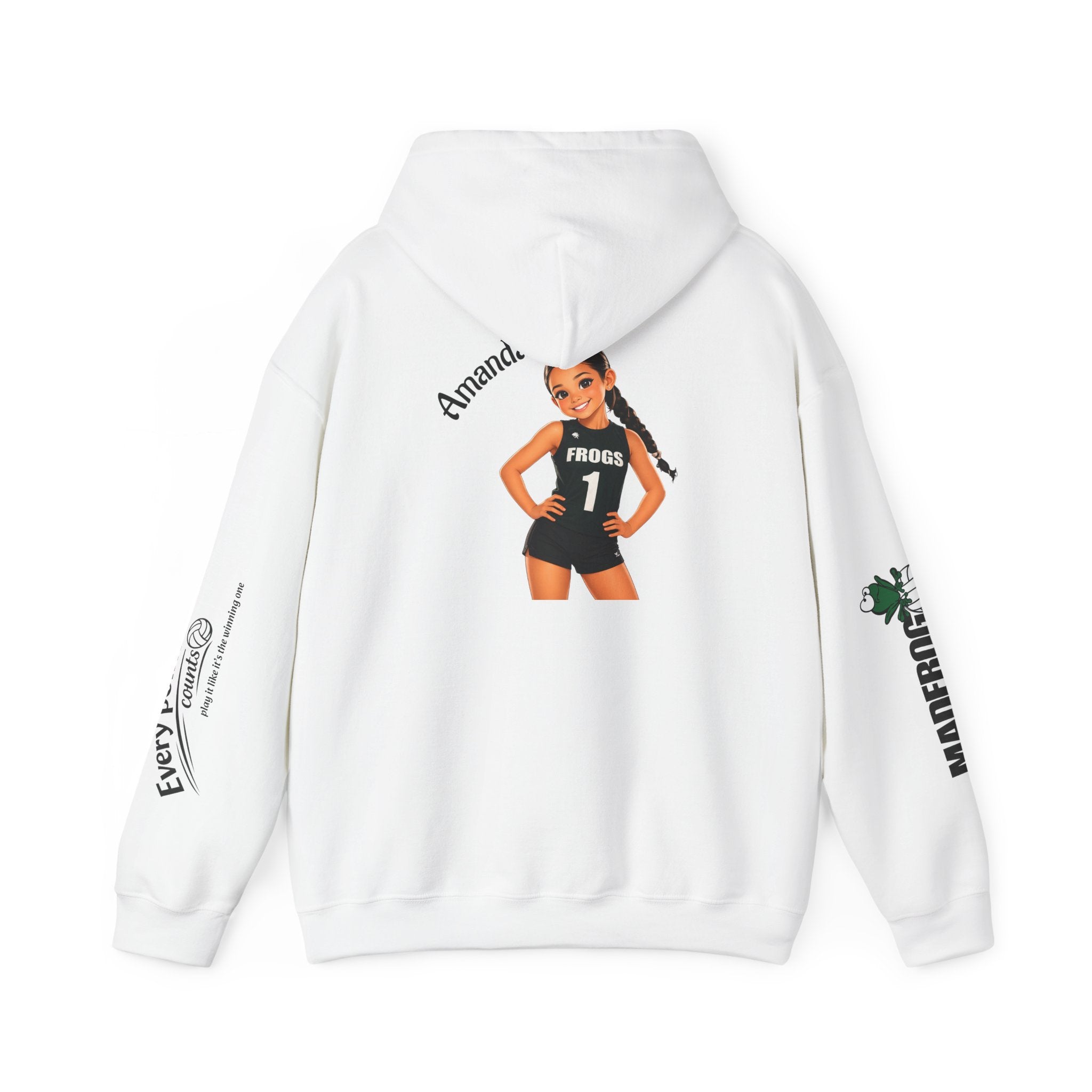Frogs Volleyball Team Hoodie – Personalized  Player Back Print