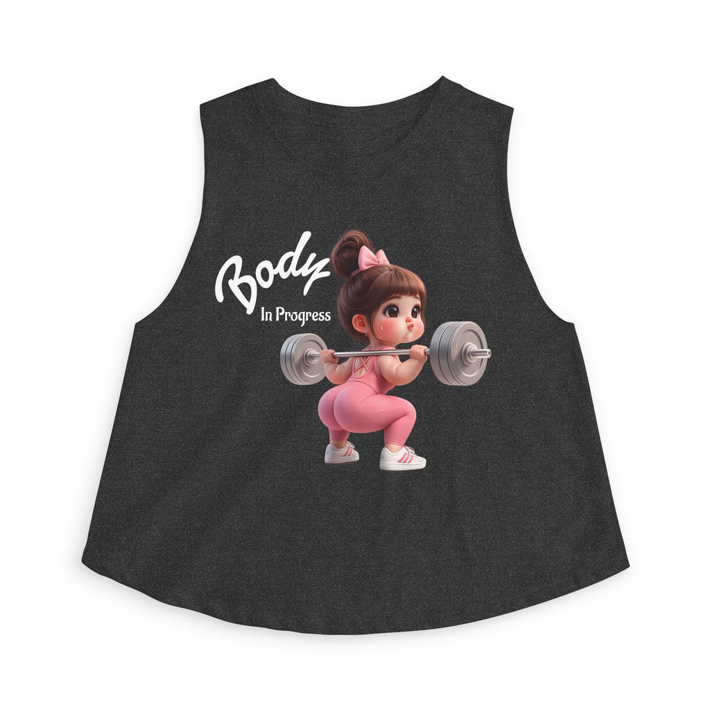 Crop Top — 'Body in Progress' Cute Weightlifting Girl Fitness Tank