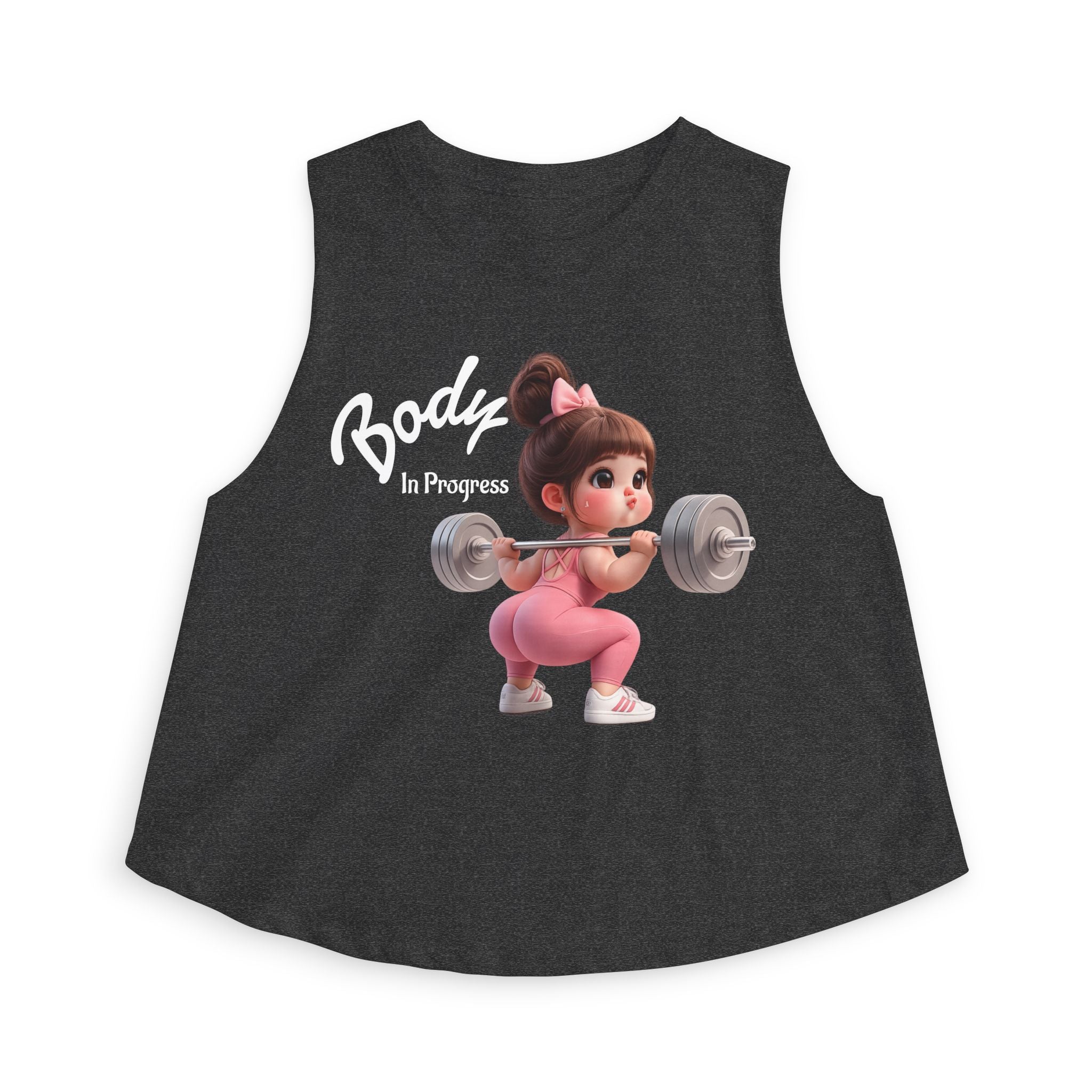 Crop Top — 'Body in Progress' Cute Weightlifting Girl Fitness Tank