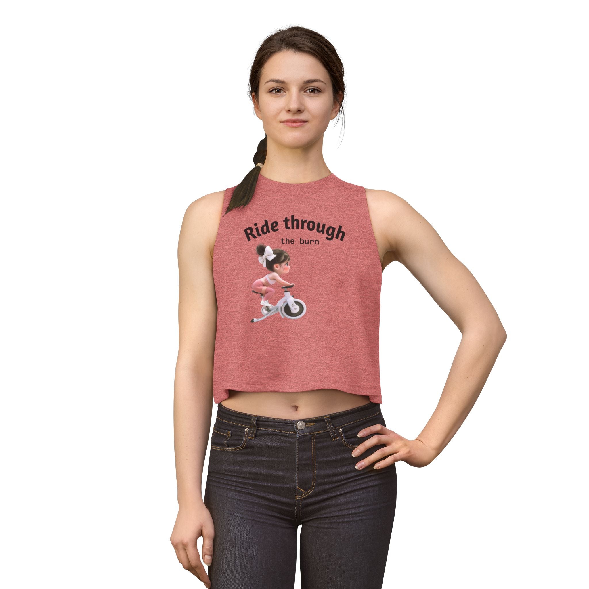 Crop Top — 'Ride Through the burn' Cute Weightlifting Girl Fitness Tank