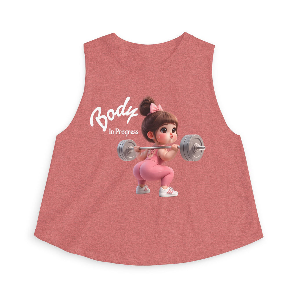 Crop Top — 'Body in Progress' Cute Weightlifting Girl Fitness Tank