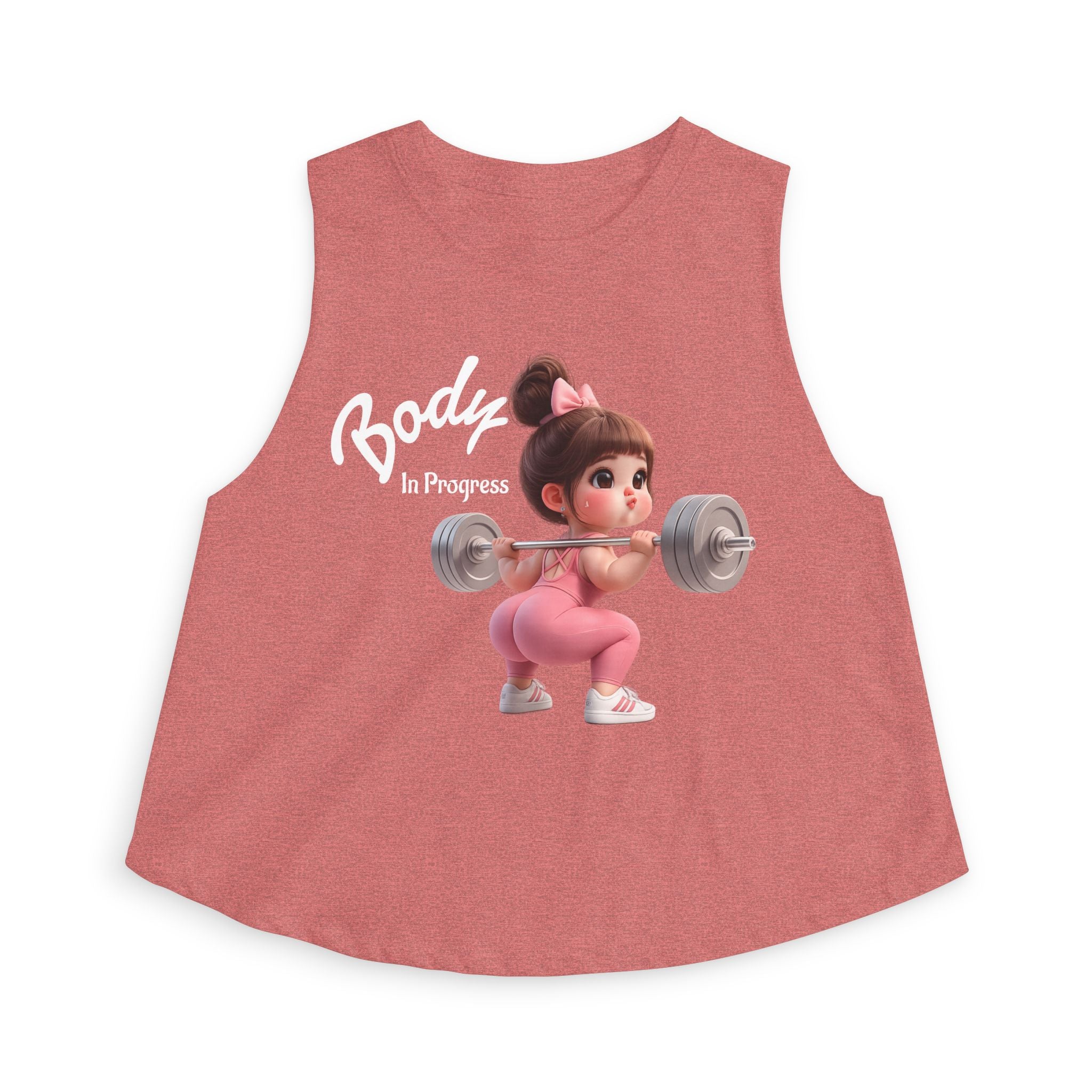 Crop Top — 'Body in Progress' Cute Weightlifting Girl Fitness Tank