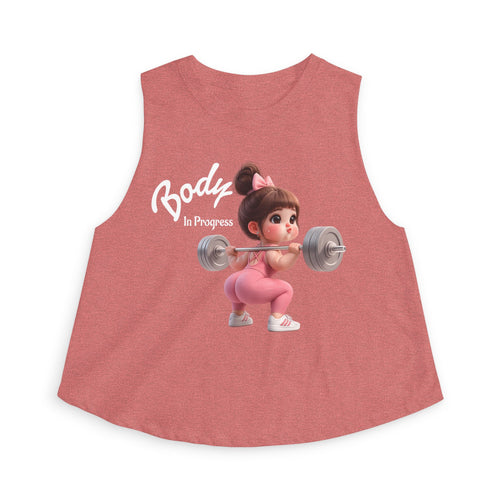 Crop Top — 'Body in Progress' Cute Weightlifting Girl Fitness Tank