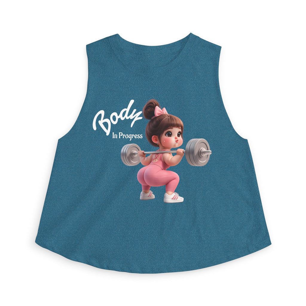Crop Top — 'Body in Progress' Cute Weightlifting Girl Fitness Tank