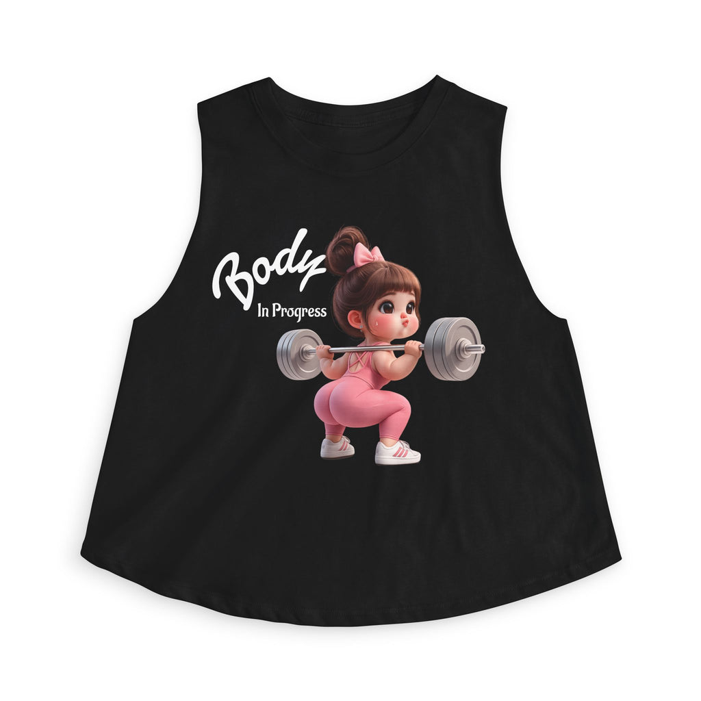 Crop Top — 'Body in Progress' Cute Weightlifting Girl Fitness Tank