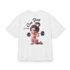 Motivational Fitness Tee — "One Day at a Time" Cute Weightlifting Graphic