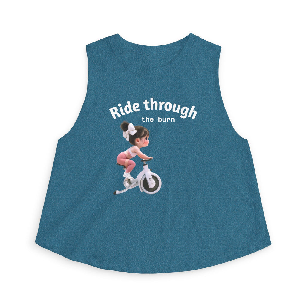 Crop Top — 'Ride Through the burn' Cute Weightlifting Girl Fitness Tank