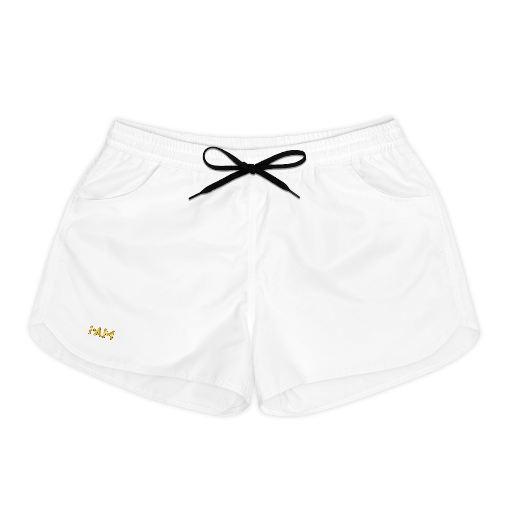 Women’s Casual Shorts — White AOP Lounge Shorts with Black Drawstring